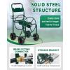 imageOutvita Garden Hose Reel Cart Lawn Water Planting Cart with PU Wheels Heavy Duty Outdoor Yard Water Planting Truck Holds 300Feet of 58Inch Hose with Storage Basket for Patio FarmGreenGreen