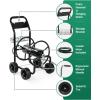 imageOutvita Garden Hose Reel Cart Lawn Water Planting Cart with PU Wheels Heavy Duty Outdoor Yard Water Planting Truck Holds 300Feet of 58Inch Hose with Storage Basket for Patio FarmGreenBlack