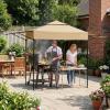 imageOutvita Grill Canopy for Outdoor BBQ 80  40in Portable Canopy Tent with BBQ Shelf Carry Bag and Ventilation Opening for Patio Garden Events Picnic GrillingKhakiwith side awning