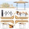 imageOutvita Grill Canopy for Outdoor BBQ 80  40in Portable Canopy Tent with BBQ Shelf Carry Bag and Ventilation Opening for Patio Garden Events Picnic GrillingKhakiwith side awning