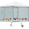 imageOutvita Large Metal Chicken Coop Hexagon Walk in Chicken Run for Yard with Waterproof Cover 13 x 114 x 86FT Heavy Duty Steel Frame Large Poultry Cage for Dog Kennel Duck Coop and Hen HouseSilver