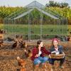 imageOutvita Large Metal Chicken Coop Hexagon Walk in Chicken Run for Yard with Waterproof Cover 13 x 114 x 86FT Heavy Duty Steel Frame Large Poultry Cage for Dog Kennel Duck Coop and Hen HouseSilver