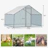 imageOutvita Large Metal Chicken Coop Hexagon Walk in Chicken Run for Yard with Waterproof Cover 13 x 114 x 86FT Heavy Duty Steel Frame Large Poultry Cage for Dog Kennel Duck Coop and Hen HouseSilver