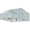 imageOutvita Large Metal Chicken Coop Hexagon Walk in Chicken Run for Yard with Waterproof Cover 13 x 114 x 86FT Heavy Duty Steel Frame Large Poultry Cage for Dog Kennel Duck Coop and Hen HouseSilver