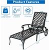 imageOutvita Outdoor Chaise Lounge Chairs Set of 2 Pool Cast Aluminum Recliner Table Set with 3Position Adjustable Back Armrest and Wheels for Backyard Porch Patio Balcony DeckBlack
