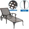 imageOutvita Outdoor Chaise Lounge Chairs Set of 2 Pool Cast Aluminum Recliner Table Set with 3Position Adjustable Back Armrest and Wheels for Backyard Porch Patio Balcony DeckBronze