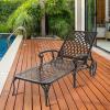 imageOutvita Outdoor Chaise Lounge Chairs Set of 2 Pool Cast Aluminum Recliner Table Set with 3Position Adjustable Back Armrest and Wheels for Backyard Porch Patio Balcony DeckBronze