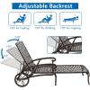 imageOutvita Outdoor Chaise Lounge Chairs Set of 2 Pool Cast Aluminum Recliner Table Set with 3Position Adjustable Back Armrest and Wheels for Backyard Porch Patio Balcony DeckBronze