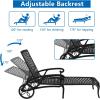 imageOutvita Outdoor Chaise Lounge Chairs Set of 2 Pool Cast Aluminum Recliner Table Set with 3Position Adjustable Back Armrest and Wheels for Backyard Porch Patio Balcony DeckBlack