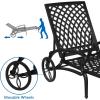 imageOutvita Outdoor Chaise Lounge Chairs Set of 2 Pool Cast Aluminum Recliner Table Set with 3Position Adjustable Back Armrest and Wheels for Backyard Porch Patio Balcony DeckBlack