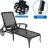 imageOutvita Outdoor Chaise Lounge Chairs Set of 2 Pool Cast Aluminum Recliner Table Set with 3Position Adjustable Back Armrest and Wheels for Backyard Porch Patio Balcony DeckBlack