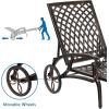 imageOutvita Outdoor Chaise Lounge Chairs Set of 2 Pool Cast Aluminum Recliner Table Set with 3Position Adjustable Back Armrest and Wheels for Backyard Porch Patio Balcony DeckBronze