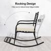 imageOutvita Outdoor Patio Rocking Chair Wrought Cast Iron Furniture Chair with Padded Cushions Metal Rocking Seat Chairs for Deck Backyard GardenFlower PatternBlack