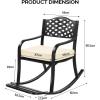 imageOutvita Outdoor Patio Rocking Chair Wrought Cast Iron Furniture Chair with Padded Cushions Metal Rocking Seat Chairs for Deck Backyard GardenFlower PatternBlack