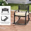 imageOutvita Outdoor Patio Rocking Chair Wrought Cast Iron Furniture Chair with Padded Cushions Metal Rocking Seat Chairs for Deck Backyard GardenFlower PatternBlack