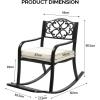 imageOutvita Outdoor Patio Rocking Chair Wrought Cast Iron Furniture Chair with Padded Cushions Metal Rocking Seat Chairs for Deck Backyard GardenFlower PatternBlack