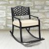 imageOutvita Outdoor Patio Rocking Chair Wrought Cast Iron Furniture Chair with Padded Cushions Metal Rocking Seat Chairs for Deck Backyard GardenFlower PatternBlack