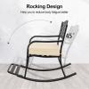imageOutvita Outdoor Patio Rocking Chair Wrought Cast Iron Furniture Chair with Padded Cushions Metal Rocking Seat Chairs for Deck Backyard GardenFlower PatternBlack