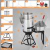imageOutvita Outdoor Propane Deep Fryer Double Burners Commercial Fryer 16 Qt Cooker with Removable Baskets amp Lids amp Tanks Oil Fryer Cart with Thermometer amp Foldable Side Tables for Outdoor CookingRound stove rack wside rack