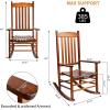 imageOutvita Outdoor Rocking Chair Set of 2 Solid Wood High Back Rocker All Weather Lounge Chair for Porch Patio Fire Pit Garden Backyard Deck Indoor Wave Shape Natural