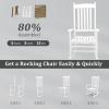 imageOutvita Outdoor Rocking Chair Set of 2 Solid Wood High Back Rocker All Weather Lounge Chair for Porch Patio Fire Pit Garden Backyard Deck Indoor Wave Shape White