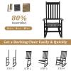 imageOutvita Outdoor Rocking Chair Set of 4 Solid Wood High Back Rocker All Weather Lounge Chair for Porch Patio Fire Pit Garden Backyard Deck Indoor Black