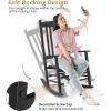 imageOutvita Outdoor Rocking Chair Set of 4 Solid Wood High Back Rocker All Weather Lounge Chair for Porch Patio Fire Pit Garden Backyard Deck Indoor Wave Shape Black