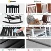 imageOutvita Outdoor Rocking Chair Set of 4 Solid Wood High Back Rocker All Weather Lounge Chair for Porch Patio Fire Pit Garden Backyard Deck Indoor Wave Shape Black