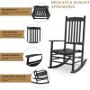 imageOutvita Outdoor Rocking Chair Solid Wood High Back Rocker All Weather Lounge Chair for Porch Patio Fire Pit Garden Backyard Deck Indoor Wave Shape White amp GreenBlack