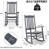 imageOutvita Outdoor Rocking Chair Solid Wood High Back Rocker All Weather Lounge Chair for Porch Patio Fire Pit Garden Backyard Deck Indoor Wave Shape White amp GreenGrey