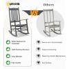 imageOutvita Outdoor Rocking Chair Solid Wood High Back Rocker All Weather Lounge Chair for Porch Patio Fire Pit Garden Backyard Deck Indoor Wave Shape White amp GreenGrey