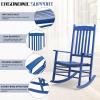 imageOutvita Outdoor Rocking Chair Solid Wood High Back Rocker All Weather Lounge Chair for Porch Patio Fire Pit Garden Backyard Deck Indoor Wave Shape White amp GreenBlue