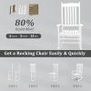 imageOutvita Outdoor Rocking Chair Solid Wood High Back Rocker All Weather Lounge Chair for Porch Patio Fire Pit Garden Backyard Deck Indoor Wave Shape White amp GreenWhite