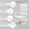 imageOutvita Outdoor Rocking Chair Solid Wood High Back Rocker All Weather Lounge Chair for Porch Patio Fire Pit Garden Backyard Deck Indoor Wave Shape White amp GreenWhite