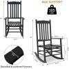 imageOutvita Outdoor Rocking Chair Solid Wood High Back Rocker All Weather Lounge Chair for Porch Patio Fire Pit Garden Backyard Deck Indoor Wave Shape White amp GreenBlack