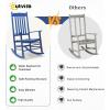 imageOutvita Outdoor Rocking Chair Solid Wood High Back Rocker All Weather Lounge Chair for Porch Patio Fire Pit Garden Backyard Deck Indoor Wave Shape White amp GreenBlue