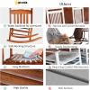 imageOutvita Outdoor Rocking Chair Solid Wood High Back Rocker All Weather Lounge Chair for Porch Patio Fire Pit Garden Backyard Deck Indoor Wave Shape White amp GreenNatural