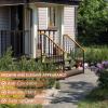 imageOutvita Outdoor Stair Railing Fits for 14 Steps Transitional Wrought Iron Handrail Handrails for Outdoor Steps with Installation Kit for Steps Concrete Step or Wooden Stairs