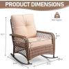 imageOutvita Outdoor Wicker Rocking Chair Patio Rattan Rocker Chair wCushions amp Steel Frame AllWeather Rocking Lawn Wicker Furniture for Garden Backyard Porch Deck BeigeBeige