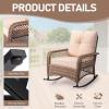 imageOutvita Outdoor Wicker Rocking Chair Patio Rattan Rocker Chair wCushions amp Steel Frame AllWeather Rocking Lawn Wicker Furniture for Garden Backyard Porch Deck BeigeBeige
