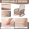 imageOutvita Outdoor Wicker Rocking Chair Patio Rattan Rocker Chair wCushions amp Steel Frame AllWeather Rocking Lawn Wicker Furniture for Garden Backyard Porch Deck BeigeBeige