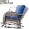 imageOutvita Outdoor Wicker Rocking Chair Patio Rattan Rocker Chair wCushions amp Steel Frame AllWeather Rocking Lawn Wicker Furniture for Garden Backyard Porch Deck BeigeBlue