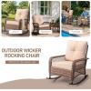 imageOutvita Outdoor Wicker Rocking Chair Patio Rattan Rocker Chair wCushions amp Steel Frame AllWeather Rocking Lawn Wicker Furniture for Garden Backyard Porch Deck BeigeBeige