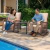 imageOutvita Outdoor Wicker Rocking Chair Patio Rattan Rocker Chair wCushions amp Steel Frame AllWeather Rocking Lawn Wicker Furniture for Garden Backyard Porch Deck BeigeBeige