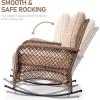 imageOutvita Outdoor Wicker Rocking Chair Patio Rattan Rocker Chair wCushions amp Steel Frame AllWeather Rocking Lawn Wicker Furniture for Garden Backyard Porch Deck BeigeBeige