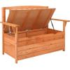 imageOutvita Outdoor Wood Storage Bench Wooden Large Deck Box with Seating amp Armrest Waterproof Patio Organizer Loveseat for Garden Porch Deck Backyard Poolside NaturalNatural