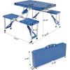 imageOutvita Portable Picnic Table with Seats Folding OnePiece Dining Table Set with Suitcase Umbrella Hole for BBQ Gathering Travel Party Beach PatioBlue