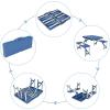 imageOutvita Portable Picnic Table with Seats Folding OnePiece Dining Table Set with Suitcase Umbrella Hole for BBQ Gathering Travel Party Beach PatioBlue