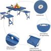 imageOutvita Portable Picnic Table with Seats Folding OnePiece Dining Table Set with Suitcase Umbrella Hole for BBQ Gathering Travel Party Beach PatioBlue