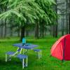 imageOutvita Portable Picnic Table with Seats Folding OnePiece Dining Table Set with Suitcase Umbrella Hole for BBQ Gathering Travel Party Beach PatioBlue